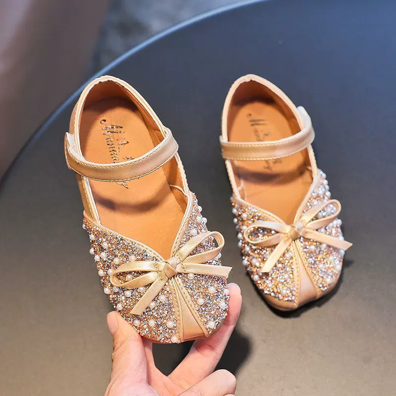 [Tmall] Детские кристальные туфли детские одинарные туфли 2020 осень новые кристаллы сверкающие принцессы туфли для девочек из кожи для старших детей