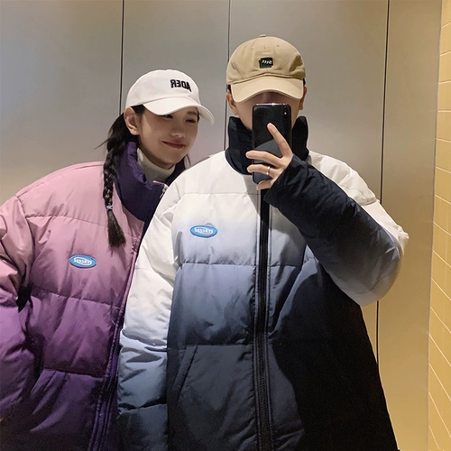 Пуховик, демисезонная куртка для влюбленных, градиент, оверсайз