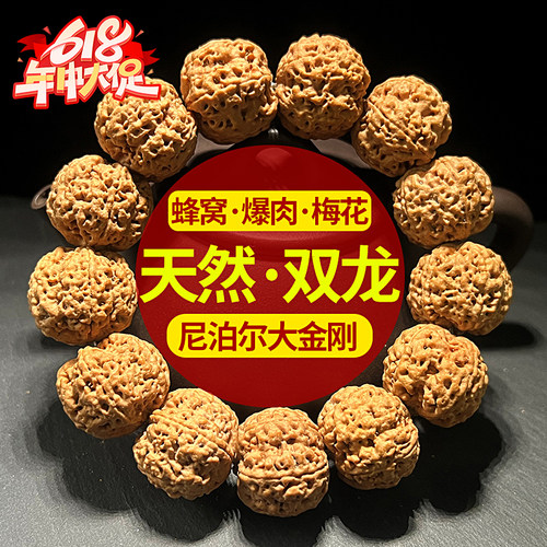 金刚菩提手串尼泊尔蜂窝双龙暴肉手链核桃文玩菩提果根子冷门手串