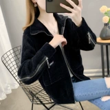 Короткая модная куртка с молнией, демисезонный трикотажный лонгслив, кардиган, коллекция 2023