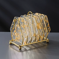 【7 -Piece Set】 Hexagonal Gold Foil Coaster*6+Стеллаж с петухом