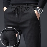 Демисезонные штаны, мужские шерстяные повседневные брюки, коллекция 2023, свободный прямой крой, эластичная талия