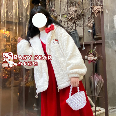 taobao agent Demi-season cute soft Japanese velvet down jacket, increased thickness, Lolita style