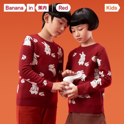 taobao agent Red children's sweater for boys, velvet autumn knitted cardigan