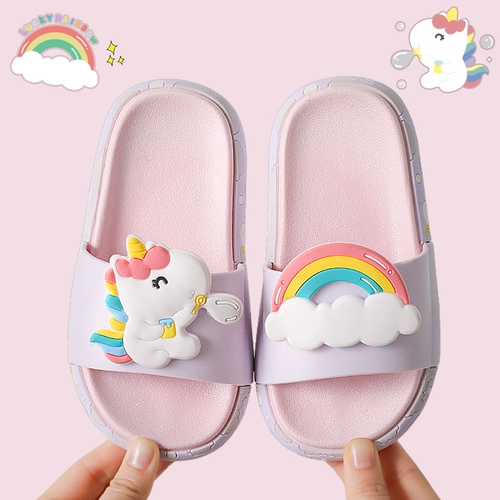 Мультяшные тапочки, детские летние милые нескользящие слайдеры, подходит для подростков