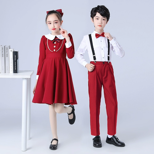 Детский костюм для школьников, красное платье, одежда для мальчиков
