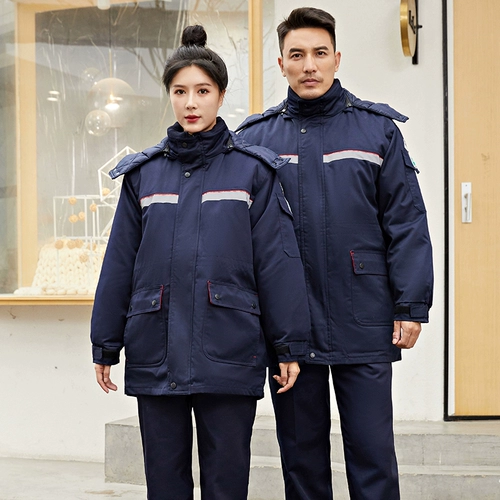 Зимняя рабочая одежда Хлобоволочное пальто отражающая полоса Антистатическая защита труда одежда плюс бархат толстый