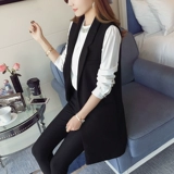 Пиджак классического кроя, длинный черный жилет, средней длины, 2020, в корейском стиле, по фигуре, осенний