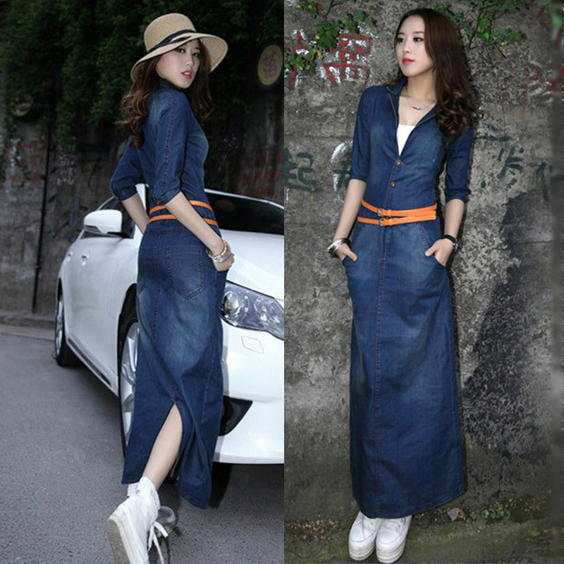Buy 2020 Spring and Autumn New korean style Slim Denim Dress Women's ...