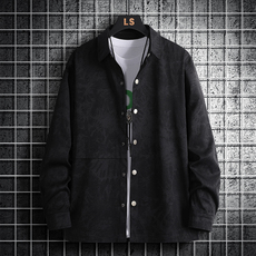 Рубашка мужская 长袖衬衫男2024新款春秋季大码宽松外套潮流印花休闲衬衣男装上衣