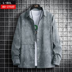 Рубашка мужская 长袖衬衫男2024新款春秋季大码宽松外套潮流印花休闲衬衣男装上衣