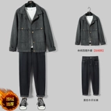 Демисезонный трендовый флисовый спортивный осенний комплект, 2020, в корейском стиле