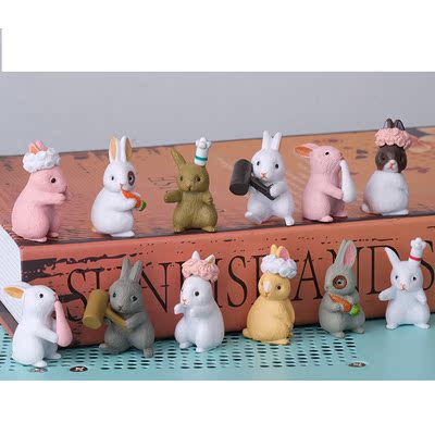 taobao agent Animal model, Japanese cute rabbit, minifigure, micro landscape