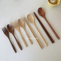 Брендовая посуда из натурального дерева, вилка, ложка, палочки для еды, японский ретро комплект, Южная Корея