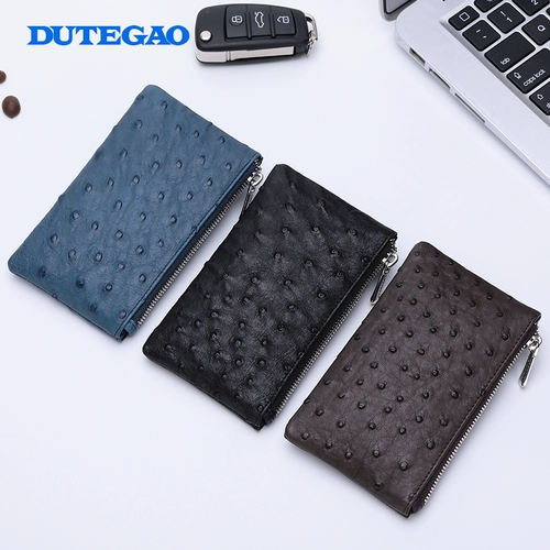 Кошелек подходит для мужчин и женщин, ключница, элитный универсальный вместительный и большой брелок, страус, из натуральной кожи, делается под заказ