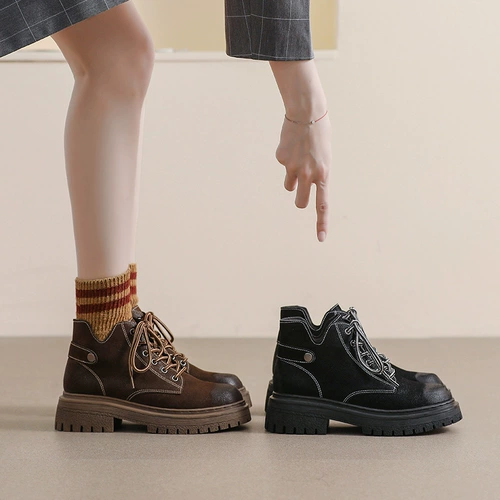 Martens, утепленные низкие демисезонные короткие сапоги в английском стиле, коллекция 2022, в британском стиле