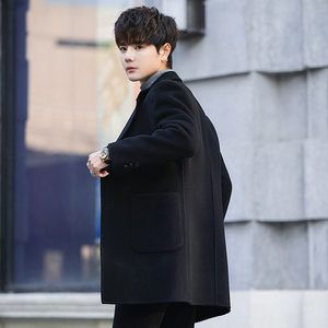 秋冬季男士双面羊毛大衣中长款韩版青年加厚妮风衣羊毛呢子外套绒
