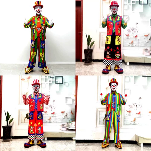 Новые костюмы клоуна для взрослых, мужчин и женщин, тот же стиль для костюмов для производительности, забавные и забавные костюмы для карнавальных танцевальных магов