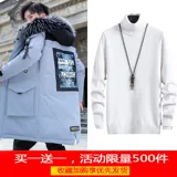 Мужской пуховик с пухом, длинная демисезонная утепленная куртка, средней длины