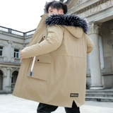 Мужской пуховик с пухом, длинная демисезонная утепленная куртка, средней длины