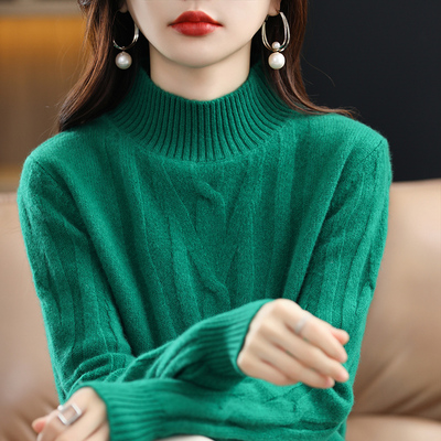 taobao agent Demi-season woolen sweater, universal scarf, velvet knitted long-sleeve, fitted