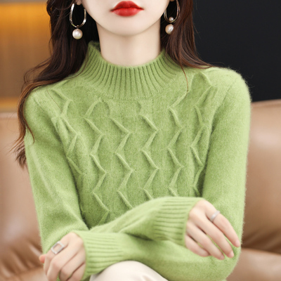 taobao agent Woolen demi-season sweater, scarf, knitted velvet warm jeans, fitted