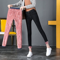 Флисовые демисезонные джинсы с начесом, штаны, утепленный карандаш, коллекция 2022, высокая талия, по фигуре