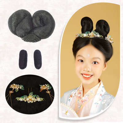 taobao agent Costume children's hair bun fake invention, girl wig Bao Leyan, the same modeling, bags, Han clothing headwear suits
