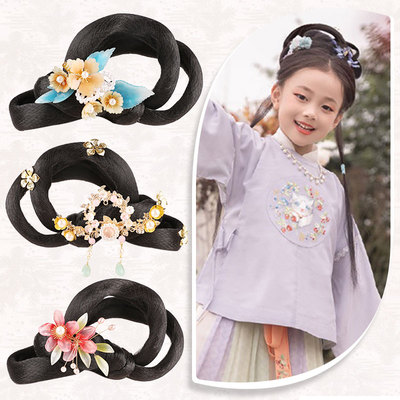 taobao agent Costume wig Children's ancient style styles in the late summer hair buns, Hanfu hairpin multiple bun jewelry combination cos stage