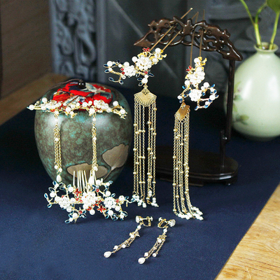 taobao agent Hair accessory, classic Chinese hairpin, Hanfu with tassels, set