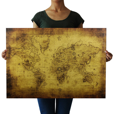 taobao agent World Treasure Treasure Map Nostalgic Vintage Poster Indoor Bar Cafe Decoration Painting Ancient Navigation English Picture Wall Painting