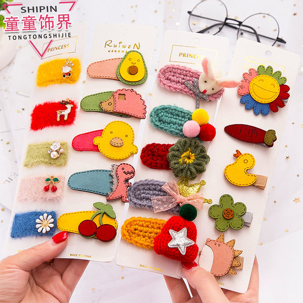 Детская заколка для волос для принцессы, милый аксессуар для волос, детские мультяшные шпильки для волос, челка