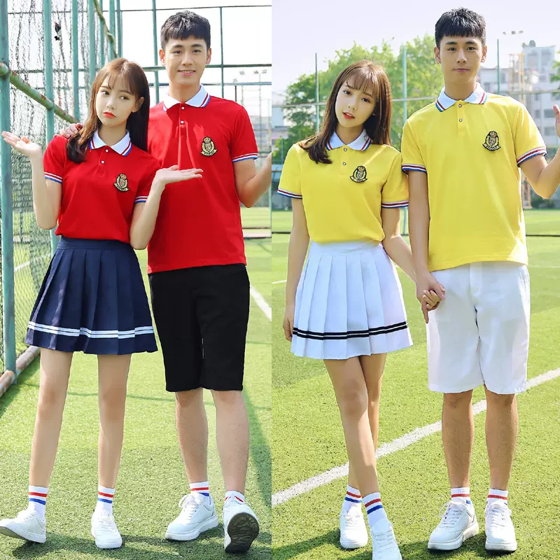 校服套装学院风韩国中学生初中高中六年级男女运动会毕业班服夏季