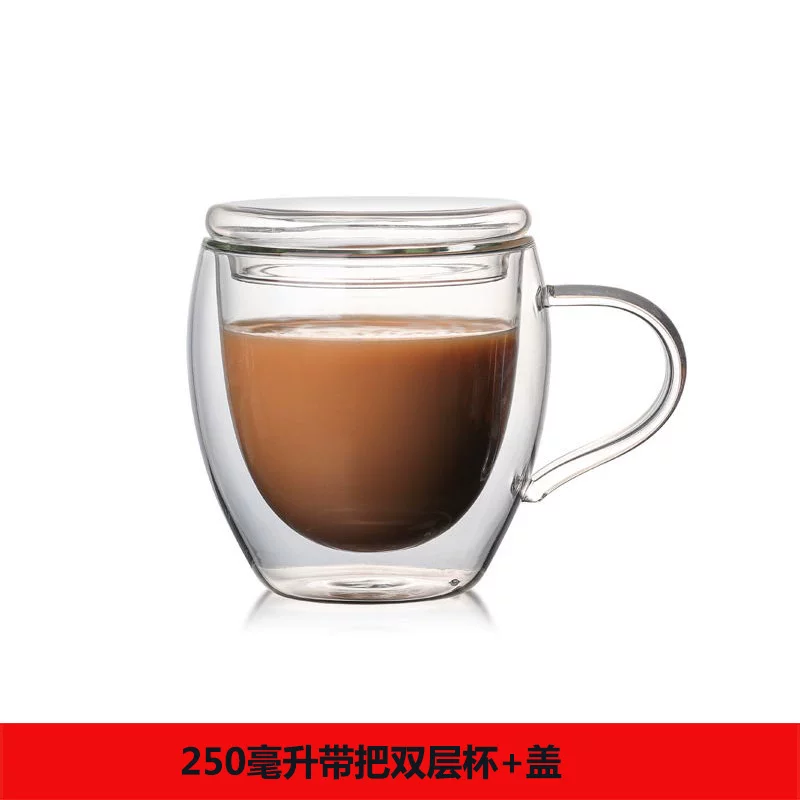 Двухслойная ручка для кофе со стеклянной чашей