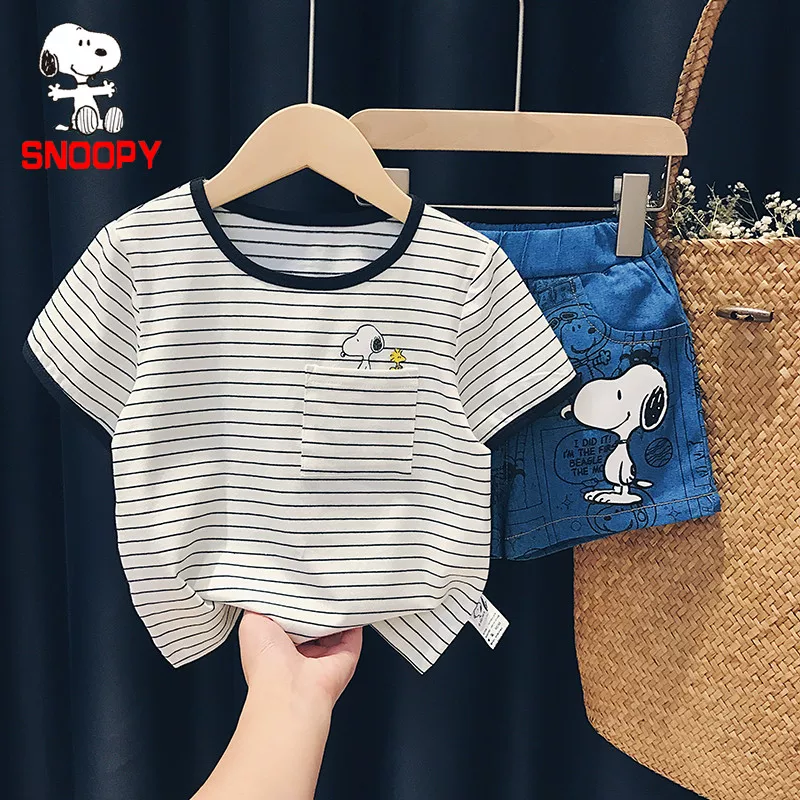 Nuby, Snoopy, детская тонкая футболка с коротким рукавом для мужчин и женщин, летняя одежда