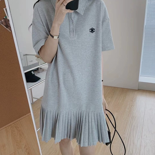 Ретро платье, летняя юбка, изысканный стиль, яркий броский стиль, в западном стиле, воротник поло