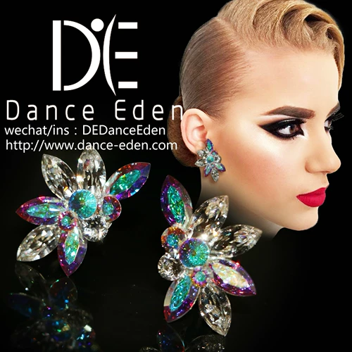 Танцевальный Eden Pin Ai Diamond ab Cai Bai Jewelry Professional Национальные стандартные стандартные латиновые современные серьги танцев Ученик акупунктура