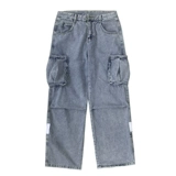 Прямые свободные джинсы, осенние штаны в стиле хип-хоп, свободный крой