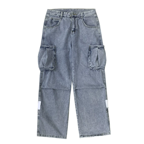 Прямые свободные джинсы, осенние штаны в стиле хип-хоп, свободный крой