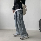 Прямые свободные джинсы, осенние штаны в стиле хип-хоп, свободный крой