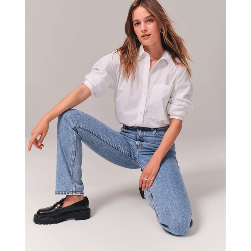 Ретро трендовые прямые свободные джинсы для отдыха, 90 года, в американском стиле, высокая талия
