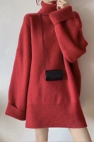 千水伊云 Красный демисезонный свитер, трикотажный кардиган, свободный крой, длинный рукав