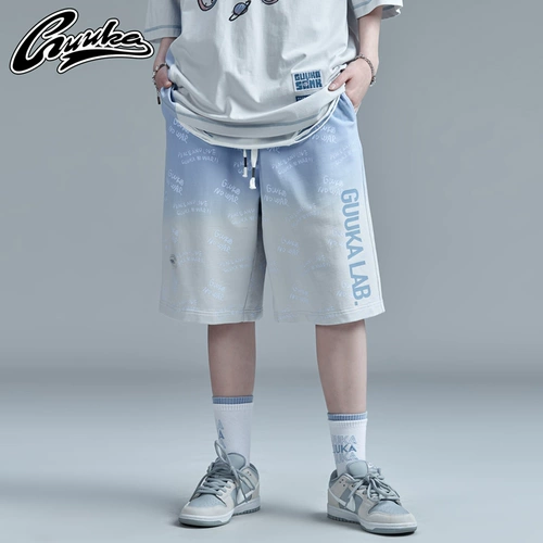 Шорты, хлопковые спортивные штаны в стиле хип-хоп для влюбленных, градиент, с печатью вашего логотипа