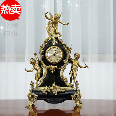 taobao agent French ceramic with copper angel clock European -style high -end atmospheric modeling craftsmanship pure copper clock ornaments