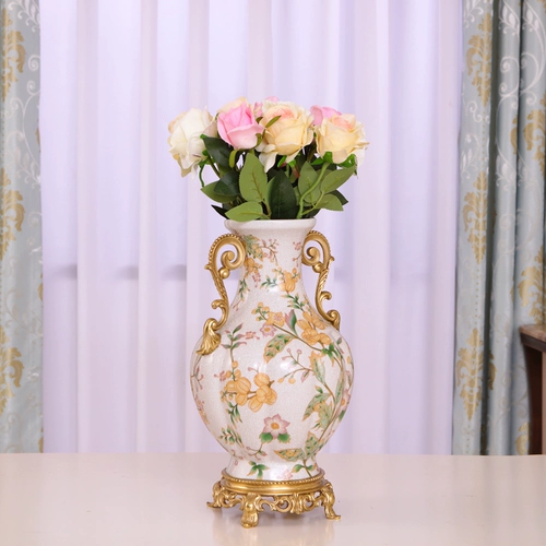 Европейская керамика с ручной росписью с медными вазами и цветочными вставками в американском стиле комната вилла, одетая в медь, классическое мягкое украшение