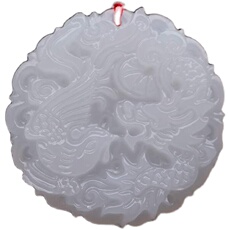 Украшения на шею 【清仓】天然白玉龙凤呈祥玉挂件挂坠项坠玉石男士玉佩玉挂件