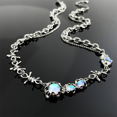 taobao agent Brand necklace, small design advanced accessory with pigtail, moonstone, light luxury style, high-quality style