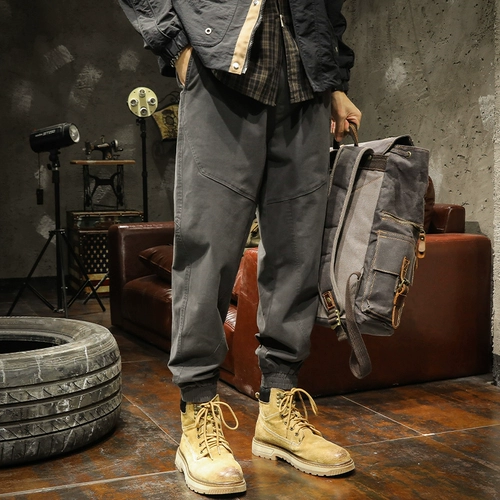 Хаки осенние хлопковые штаны для отдыха, европейский стиль, оверсайз