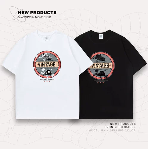 Мужская летняя хлопковая футболка, в американском стиле, короткий рукав