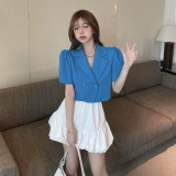 Летний короткий модный тонкий пиджак классического кроя, короткий рукав